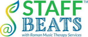 Staff Beats Logo which features an eighth music note that incorporates an @ sign and a leaf.